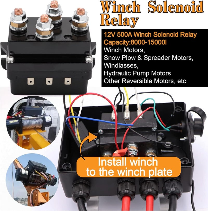 Torkettle 12V 500A Winch Solenoid Contactor Relay for 8000lbs-17000lbs ATV UTV Winches - Image 4